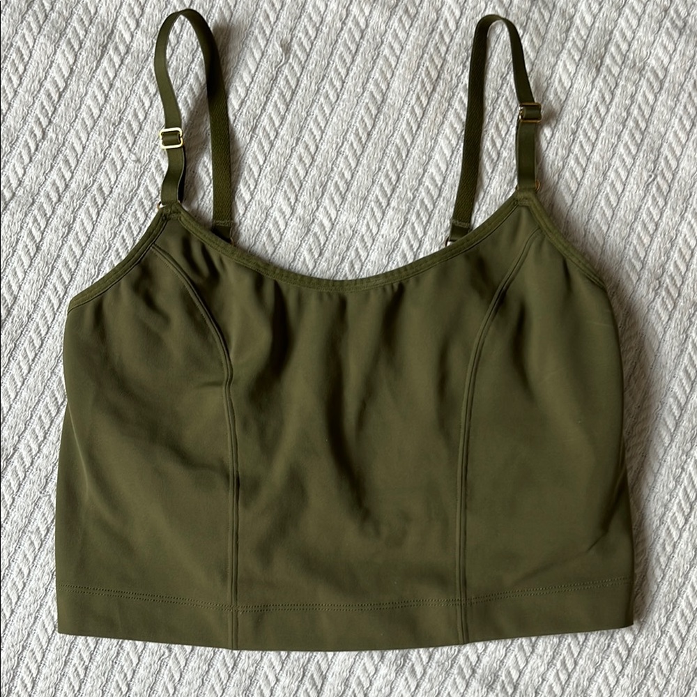 Olive Green Longline Cami Bra Top - Women